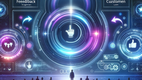 DALL·E 2024 01 19 15.58.17 Futuristic, Abstract Concept Of Feedback Loops And Customer Engagement In The Context Of Event Organization. The Image Should Depict A Modern, Digital